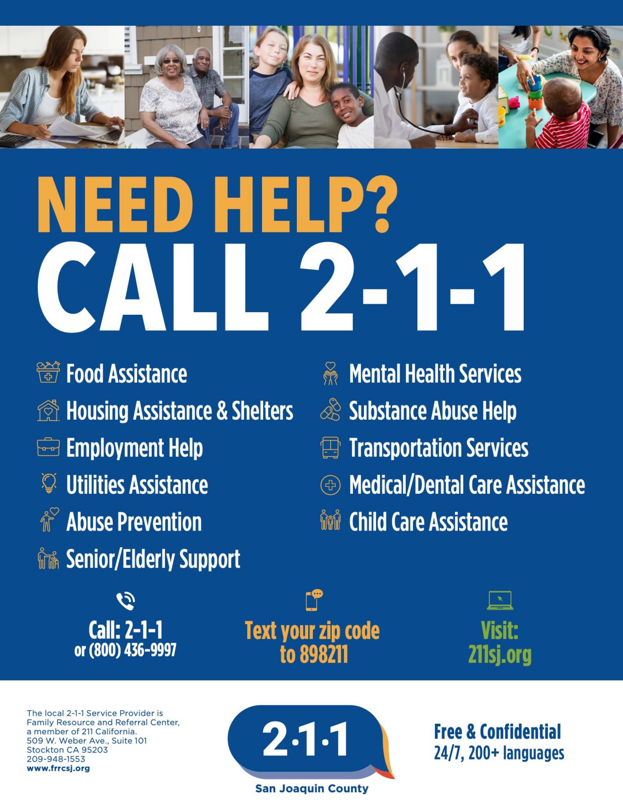 Call 2-1-1 for help